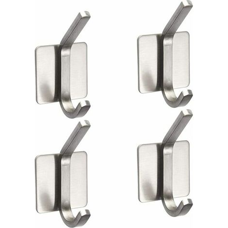 Set di 4 ganci adesivi, ganci da parete in acciaio inox impermeabili e antiruggine per casa e ufficio, appendiabiti autoadesivi (1/5)