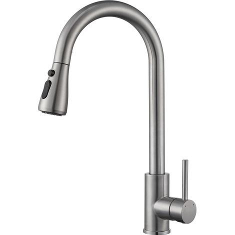 Mitigeur de Cuisine Extractible Haute Pression – Robinet Évier avec Douchette 3 Modes de Pulvérisation, Bec Pivotant 360°, en Acier Inoxydable 304 Brossé, Cartouche Céramique Haute Performance