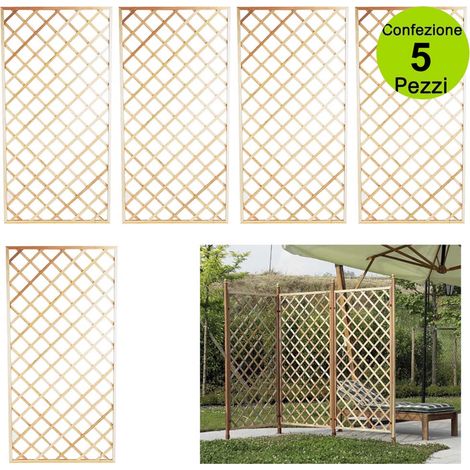 Multipack 5 pz tralicci fissi con cornice colore naturale 0,60 x h 1,80 metri in legno (1/2)