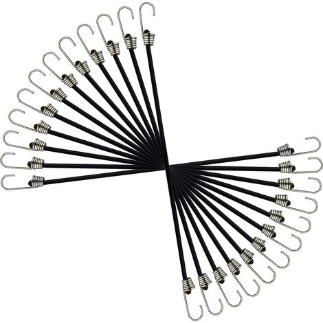 12 Pièces Tendeurs Elastique avec Crochets Petit Cordon Élastique pour Le Camping Le Transport Le Chargement et d'autres Activités de Plein Air (30cm, Noir) (1/5)