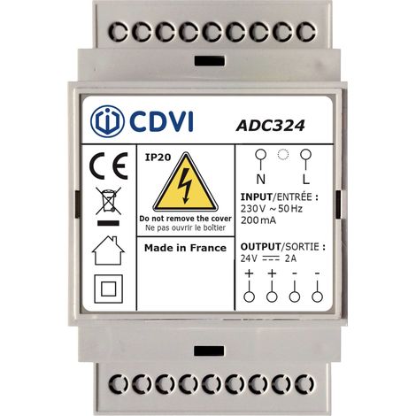 alimentation à découpage - 24 volts dc - 2 a - 3 modules - cdvi adc324 (1/3)