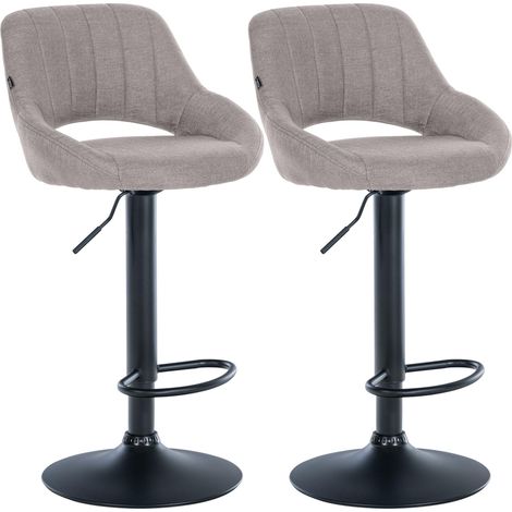 Juego de 2 taburetes de bar Milet con tapizado de tela Gris Metal negro mate