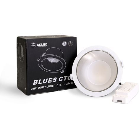 DOWNLIGHT BLUES NOIR BRILLANT 22/24/28/30W CTC 3000-5000K UGR 19 ASLED BLU30WCTC