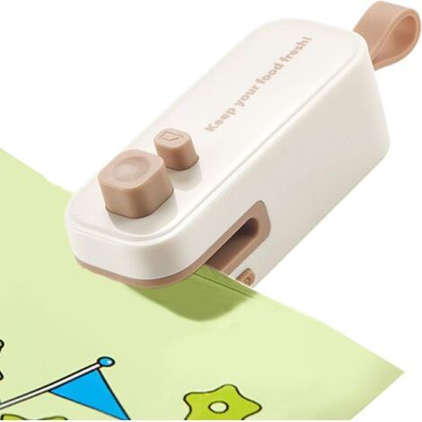 QORVA-Mini outil pour sceller les sacs, mini outil de scellage et de coupe pour sacs de snacks Clip de conservation rechargeable USB avec aimant pour aliments tels que poissons, légumes, viandes,Blan (1/5)