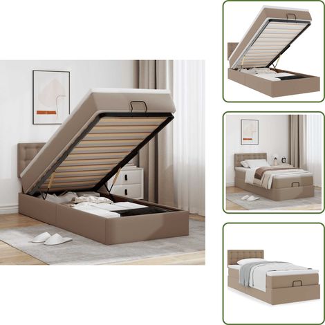 Surmatelas - VidaXL Lit ottoman et matelas cappuccino 90x190 cm similicuir - Lit hydraulique (1/5)