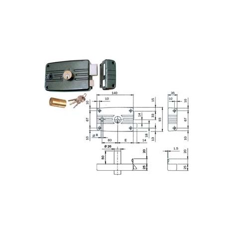 SERRATURA PORTE FERRO C/QUADRO CATENACCIO E SCR.CIL.FISSO C/AL.481/482- - mm.60 SX (482603) - 2 pezzi ISEO