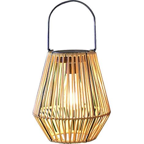 Lanterne solaire étanche IP65, à suspendre ou à poser, grande lampe solaire en rotin avec poignée pour jardin, terrasse et cour - JBMEDIA (1/4)