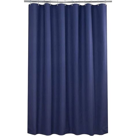 Petit Rideau de Douche d'Angle 36x72 Pouces (91x183cm) - Bleu Marine Demi-Taille - Tissu Étroit pour Décoration Salle de Bain - avec Crochets (1/5)