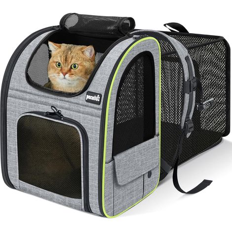 Sac a Dos Chat Extensible, Sac Transport Chat Respirant, Gris (1/5)