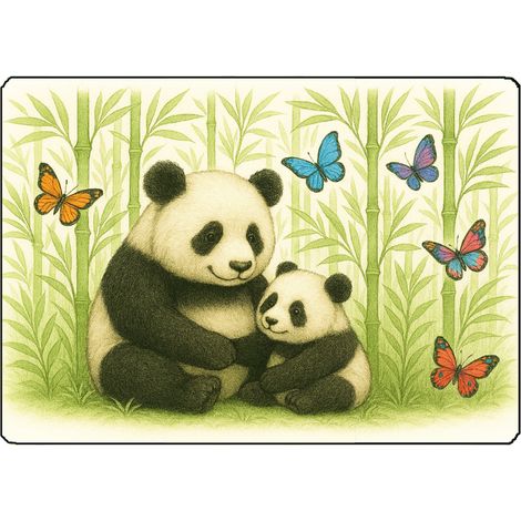 Planche à découper en verre Panda & Bambous 28,5 x 20 cm (1/2)