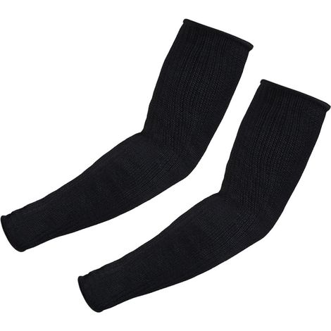 1 par de mangas de Kevlar para brazos, vendas para codos, protectores de brazos, resistentes a cortes y quemaduras, color negro. (1/4)