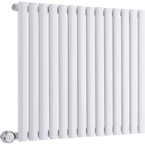 Hudson Reed Vitality Électrique – Radiateur Design Horizontal Colonnes Ovales – Blanc – 63.5 x 82.6 cm (1/5)