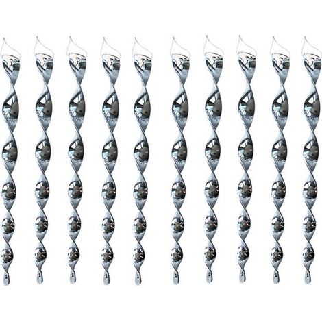Lot de 10 répulsifs anti-oiseaux réfléchissants en spirale - 30 × 2 × 2 cm - Argenté - Répulsif holographique à 360° - Résistant à l'eau et aux UV (1/5)
