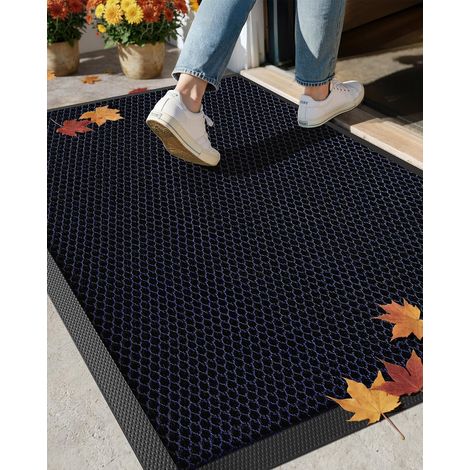 1 Tapis Extérieur Antidérapant Résistant à la Pluie En Caoutchouc Pour Entrée Et Patio,43x76cm,Bleu (1/5)