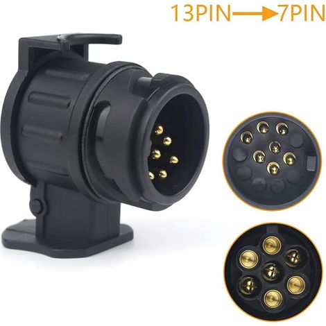 Adaptateur Prise Remorque 13 Broches vers 7 Broches - Pour Attelage Véhicule Remorque Caravane Porte-Vélos Tracteur - 1 Pièce (1/5)