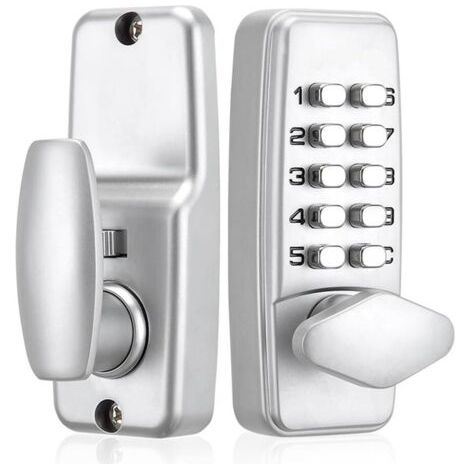 Serrure de portail à clavier pour portes avec poignée, étanche, serrure de porte à combinaison à code numérique, serrure à bouton codé pour extérieur, jardin, garage (1/4)