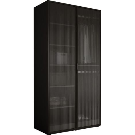 Armoire : Graphite Noir / Verre Rainuré, 100 x 200 x 51 cm (1/5)