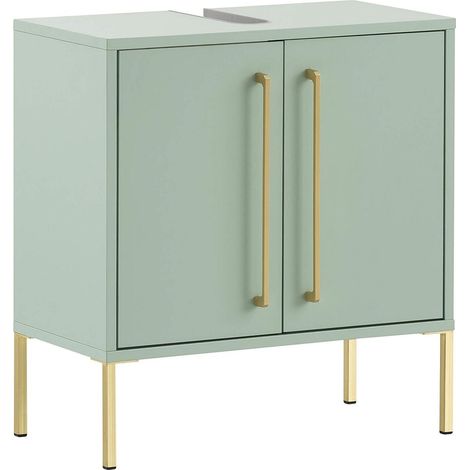 Schildmeyer Gloria 146545 - Mobile base lavabo, materiale a base di legno, colore: verde menta, giallo oro, 61,2 x 57,1 x 30,1 cm (1/4)