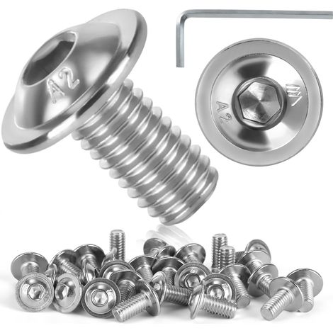 Lot de 30 Vis M6x12 mm, Boulons à Tête Demi-Ronde, Vis à 6 Pans Creux, Boulon en Acier Inoxydable, Vis Inox avec Clé Hexagonale, Filetage Complet, Idéale Pour Meubles Équipements Mécaniques (1/5)
