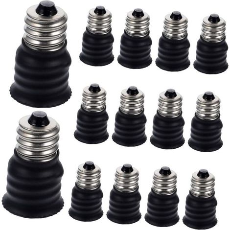 Adaptateur D'ampoule E12 Vers E14 Léger En Plastique Noir, Convertisseur De Culot De Lampe 15 Pièces, Compatible Ampoules Standard, Pour Garages Et Ateliers (1/5)