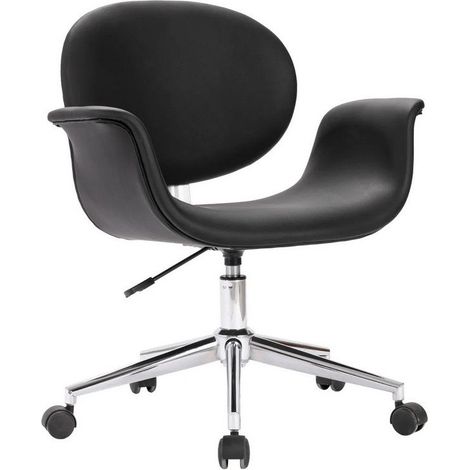 Chaise pivotante simili cuir noir et pieds métal chromé Eris (1/5)