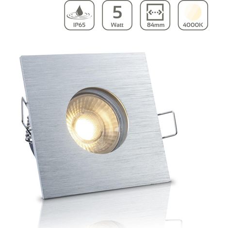 Einbauspot IP65 eckig - Farbe: Alu-gebürstet - LED Leuchtmittel: GU10 5W neutralweiß (1/5)