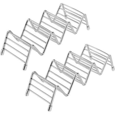 Support de Taco Acier Inoxydable Taco Holder Forme de Vague Outils Gadget de Cuisine pour Durs ou Mous de Shell Tacos Hot Dog 2 Pièces (1/4)