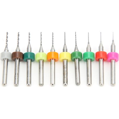 10 pièces micro forets hélicoïdaux en acier tungstène, tige droite pour circuits imprimés, 0,3 à 1,2 mm (1/5)