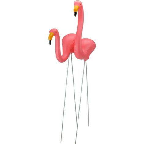 Ensemble de 2 piquets de jardin extérieurs Northlight, motif flamant rose tropical, résistants aux intempéries.