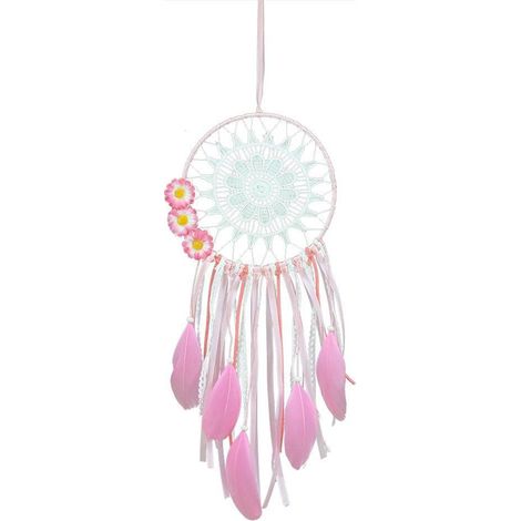 Décoration murale/voiture : pendentif attrape-rêves en plumes et toile d'araignée (1/5)