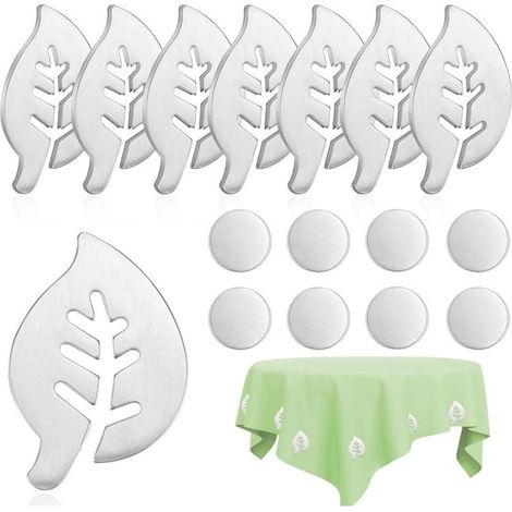 8 Pièces Poids pour Nappe de Table Exterieur Magnétique Poids de Nappe en Acier Inoxydable Attache Nappe de Table pour Exterieur, Pique Nique Fête Jardin Intérieur (Feuille) (1/5)