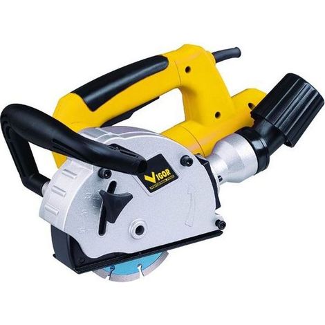 Vigor VSCA-125 Scanalatore per Muri 1300 W 9000 rpm 2 Dischi Accoppiati Larghezza Traccia 8-26 mm Profondita' 30 mm colore Nero