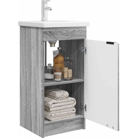 Meuble de Salle de Bain Sonoma Gris avec Lavabo Intégré - Ensemble Vasque Moderne et Élégant pour WC (1/5)