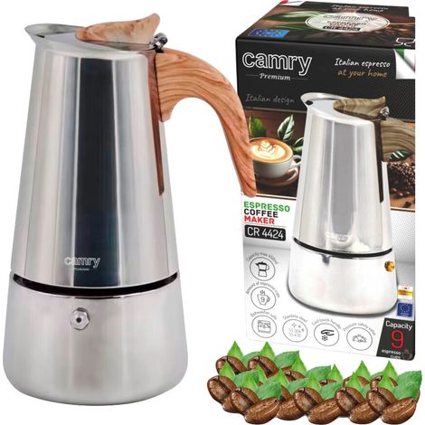 Macchina da caffè, capacità 9 tazze, struttura in acciaio inox, colore argento, UE (1/5)