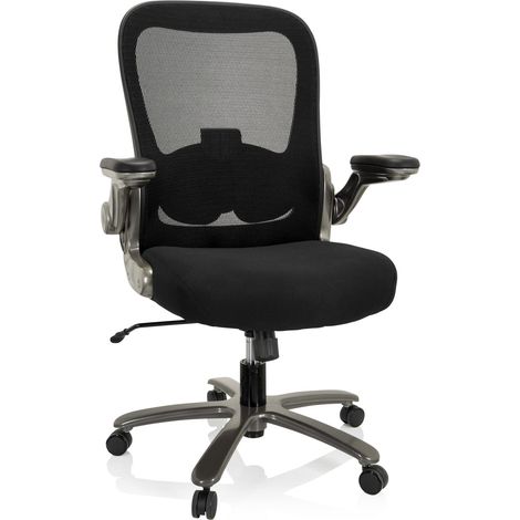 HJH Office 691002 XXL Sedia girevole INSTRUCTOR T I Sedia da ufficio in tessuto/mesh adatta ad un peso corporeo fino a 220 kg, nero/titanio (1/4)