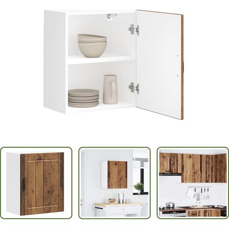 Küchenmöbel - Küchen-Hängeschrank Lucca Altholz-Optik Holzwerkstoff (1/5)