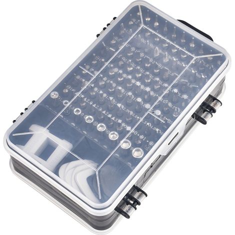 Kit de Réparation 115-en-1 pour Montres et Téléphones, Noir/Gris, Tournevis en Acier au Chrome-Vanadium, Coffret d'Outil de Démontage Mobile et Montre, Lot de Précision (1/5)