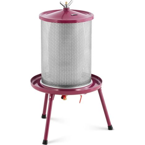 Pressoir à fruit hydraulique acier inoxydable/fer 40 litres 3 bar 5 étamines pour pressoir incluses acier inoxydable caoutchouc fer rouge argenté (1/5)