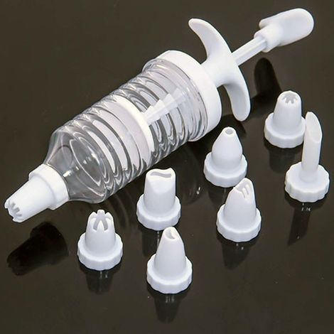 TrAdE Shop Traesio - Siringa Per Dolci 18cm In Plastica Da Pasticciere Con 8 Beccucci Ergonomica - (1/5)