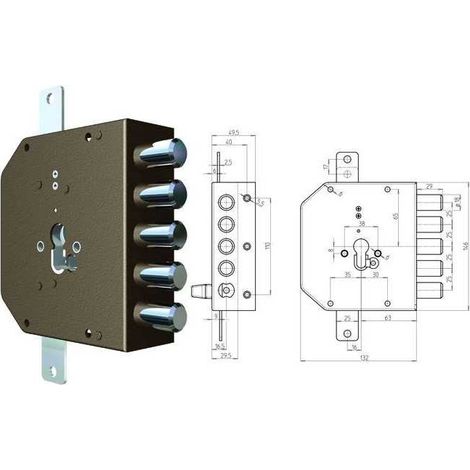 Serrure Cr à appliquer 2200G-51Mc S/Scrocco Gauche mm. 60