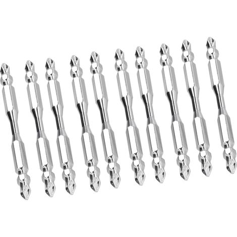 10 Stück Kreuzschlitzschraubendreher-Bits, stark magnetisch, rutschfest, 2-seitig, aus K5-Legierungsstahl für elektrische Bohrmaschinen (1/5)