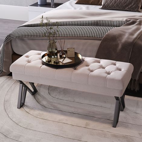 Livinandhome Mid Century Metal Upholstered Bench (1/5)