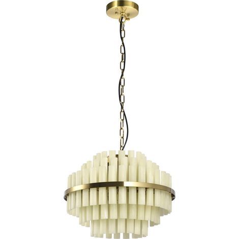 Chandelier blanc élégant en résine - blanc et doré (1/4)