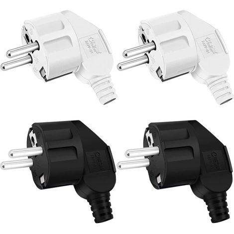 250v Electrical Plug 4 Pieces Protective Contact Socket Earth Contact Socket Protective Contact Plugs 16a / 250v For 8-10mm Cable, Ip20 For Indoor Use, Black/White