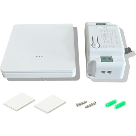 Wireless Switch Kit, RF Radio Transmitter 433MHz Wall Switch Wireless Receiver AC 220V 230V 240V up to 100m Remote Control for Lights (1 Switch 1 Receiver) (1/5)