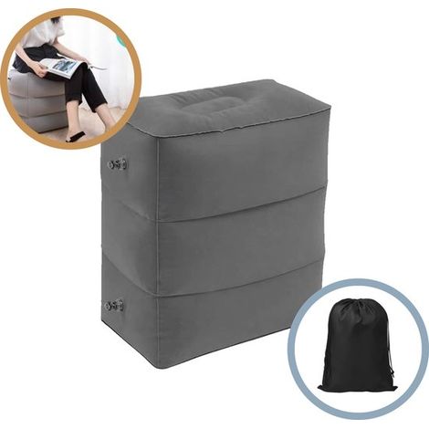 Lit d’avion gonflable – Gris foncé – 3 positions – Enfants et adultes – Sac de rangement (1/5)