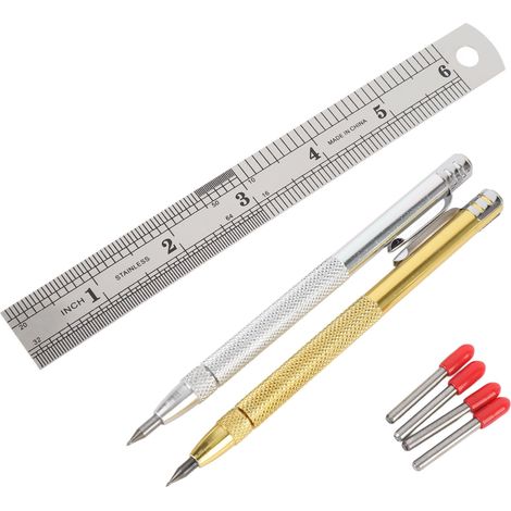 Stylo graveur en carbure de tungstène avec aimant et 4 pointes de rechange pour verre et céramique, outil de marquage et gravure (1/5)