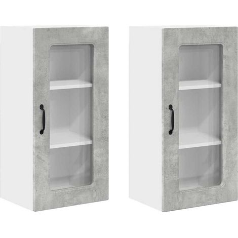 Meuble mural de cuisine,Armoire de cuisine 2 pcs Gris béton 40 x 31 x 80 cm CFW80874 (1/5)