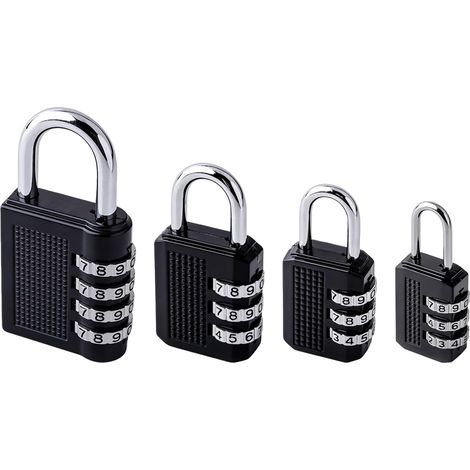 4Pcs Cadenas Code,Cadena Casier, Cadena Métallique Lourde pour Porte Extérieure Casier Valise Pour casiers boîtes à outils salles de gym clôtures jardins(4 spécifications) (noir) (1/5)