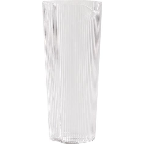 Carafe Pratique En Verre Soufflé Transparent Avec Décoration À Sillons Verticaux Élégante Et Raffinée Pour Eau Vin Et Boissons Froides Design Moderne (1/3)